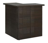 vidaXL Table de bar d'angle en résine tressée Marron 100x50x105 cm