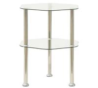Vidaxl Table D'appoint 2 Niveaux Transparent 38x38x50 Cm Verre Trempé