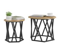 vidaXL Table d'appoint 2 pcs Chêne Artisanal, Table d'appoint Ronde Moderne, café compacte, Meuble déco élégant, Finition Lisse et Design Acier Robuste
