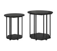 vidaXL Table d'appoint 2 pièces Bois d'ingénierie chêne Noir et métal