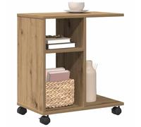 Table d appoint sur roulettes en chêne 50x30x55 cm en bois d ingénierie