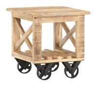 Vidaxl Table D'appoint Avec Roues 40x40x42 Cm Bois De Manguier Brut Marron