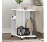 vidaXL Table d'appoint 840569 – blanc avec roulettes, 50x30x55 cm, bois d'ingénierie