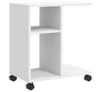 vidaXL Table d'appoint 840569 – blanc avec roulettes, 50x30x55 cm, bois d'ingénierie