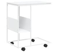 vidaXL Table d'Appoint et Roues Table Basse Meuble de Rangement Meuble de Salle de Séjour Intérieur Blanc 55x36x63,5 cm Bois d'Ingénierie
