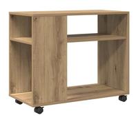 vidaXL Table d'appoint 853154 – chêne artisanal, bois d'ingénierie, avec roues Marron