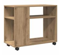 vidaXL Table d'appoint 853154 – chêne artisanal, bois d'ingénierie, avec roues Marron