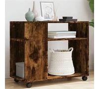 vidaXL Table d'appoint avec roues – chêne fumé, bois d'ingénierie