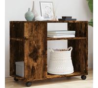 vidaXL Table d'appoint avec roues – chêne fumé, bois d'ingénierie