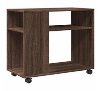 vidaXL Table d'appoint 853152 avec roues – chêne marron – bois d'ingénierie