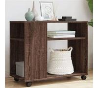 vidaXL Table d'appoint 853152 avec roues – chêne marron – bois d'ingénierie
