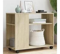 vidaXL Table d'appoint à roulettes Chêne Sonoma en bois d'ingénierie