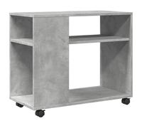 vidaXL Table d'appoint avec roues, gris béton, bois d'ingénierie