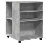 vidaXL Table d'appoint avec roulettes – Gris béton, bois d'ingénierie – pour chambre à coucher