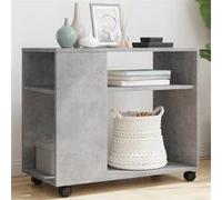 vidaXL Table d'appoint avec roues, gris béton, bois d'ingénierie