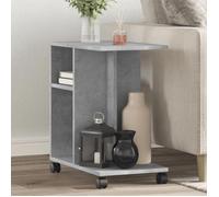 Vidaxl Table D'appoint Avec Roues Gris Béton Bois D'ingénierie Marron
