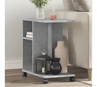 Vidaxl Table D'appoint Avec Roues Gris Béton Bois D'ingénierie Marron