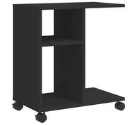 vidaXL Table d'appoint avec roues noir 50x30x55 cm bois d'ingénierie, bout de canapé, table de canapé, table de salon, table 840570