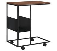 vidaXL Table d'Appoint avec Roues Table Basse Meuble de Rangement Meuble de Salle de Séjour Intérieur Noir 55x36x63,5 cm Bois d'Ingénierie
