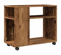 vidaXL Table d'appoint avec roues Vieux bois, bois d'ingénierie Marron
