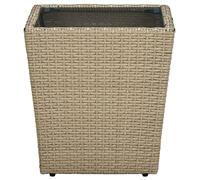 vidaXL Table d'appoint Beige 41,5x41,5x44 cm Poly rotin et verre trempé