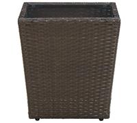 vidaXL Table d'appoint brune 41,5x41,5x44 cm Poly rotin et verre trempé