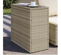 Table d'appoint de jardin rotin gris clair dessus en verre extérieur 366189