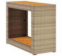 vidaXL Table d'appoint de jardin, dessus en bois, 100x40x75 cm, beige résine tressée