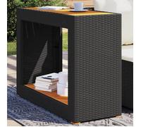 vidaXL Table d'Appoint de Jardin 366306 – Dessus en bois, Résine noire, Extérieur
