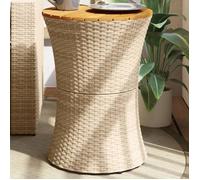 vidaXL Table d'appoint de jardin en forme de tambour beige rotin bois massif 368298