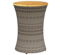 vidaXL Table d'appoint d'extérieur forme tambour gris rotin bois massif 368297