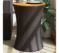 Vidaxl Table D'appoint De Jardin Forme Tambour Noir Rotin Bois Massif