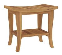vidaXL Table d'Appoint de Salle de Bain, Table Basse avec Étagère, Meuble de Rangement Toilette Maison Intérieur, Bois de Teck Solide
