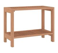 vidaXL Table d'Appoint de Salle de Bain, Table Basse avec Étagère, Meuble de Rangement Toilette Maison Intérieur, Bois de Teck Solide