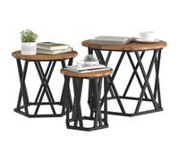 vidaXL Tables d'appoint empilables 3 pcs en bois recyclé et stratifié
