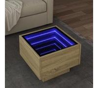 vidaXL Table d'appoint et LED chêne sonoma 40x40x30 cm bois ingénierie, bout de canapé, table de canapé, table de salon, 847499 Beige G