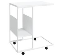Vidaxl Table D'appoint Et Roues Blanc 55x36x63,5 Cm Bois D'ingénierie Multicolore