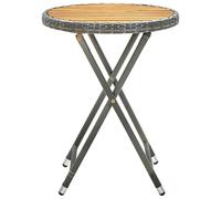 vidaXL Table d'appoint Gris 60 cm Poly rotin et bois massif d'acacia
