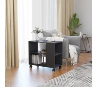 vidaXL Table d'Appoint Table Basse Table de Canapé avec 2 Niveaux et 4 Roues Table de Salon Maison Gris 70x35x55 cm Bois d'Ingénierie