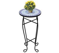 vidaXL Table d'appoint Motif mosaïque bleu et blanc – Support plantes