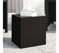 Vidaxl Table D'appoint Noir 40x37x40,5 Cm Poly Rotin Et Verre Trempé Multicolore