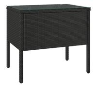 Vidaxl Table D'appoint Noir 53x37x48 Cm Poly Rotin Et Verre Trempé Multicolore