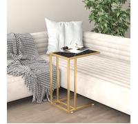 vidaXL Table d'appoint ordinateur Marbre noir 50 x 35 x 65 cm Verre trempé