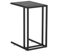 Table d'Appoint pour Ordinateur Bout de Canapé Table de Salon Meuble de Salle de Séjour Intérieur Marbre Noir 50x35x65 cm Verre Trempé