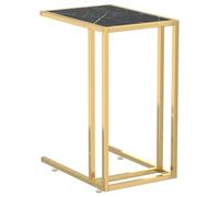 vidaXL Table d'appoint ordinateur Marbre noir 50 x 35 x 65 cm Verre trempé