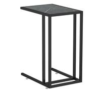 vidaXL Table d'appoint pour ordinateur noir marbre 50x35x65 cm verre trempé