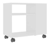vidaXL Table d'Appoint Table Basse Table de Canapé avec 2 Niveaux et 4 Roues Table de Salon Maison Blanc 70x35x55 cm Bois d'Ingénierie