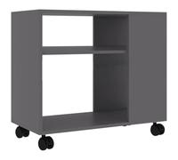 vidaXL Table d'Appoint Table Basse Table de Canapé avec 2 Niveaux et 4 Roues Table de Salon Maison Gris 70x35x55 cm Bois d'Ingénierie