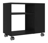 vidaXL Table d'Appoint Table Basse Table de Canapé avec 2 Niveaux et 4 Roues Table de Salon Maison Noir 70x35x55 cm Bois d'Ingénierie