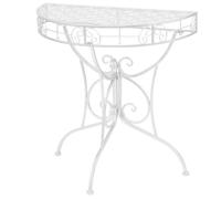 vidaXL Table d'appoint Vintage demi-ronde en métal 72x36x74 cm Argenté